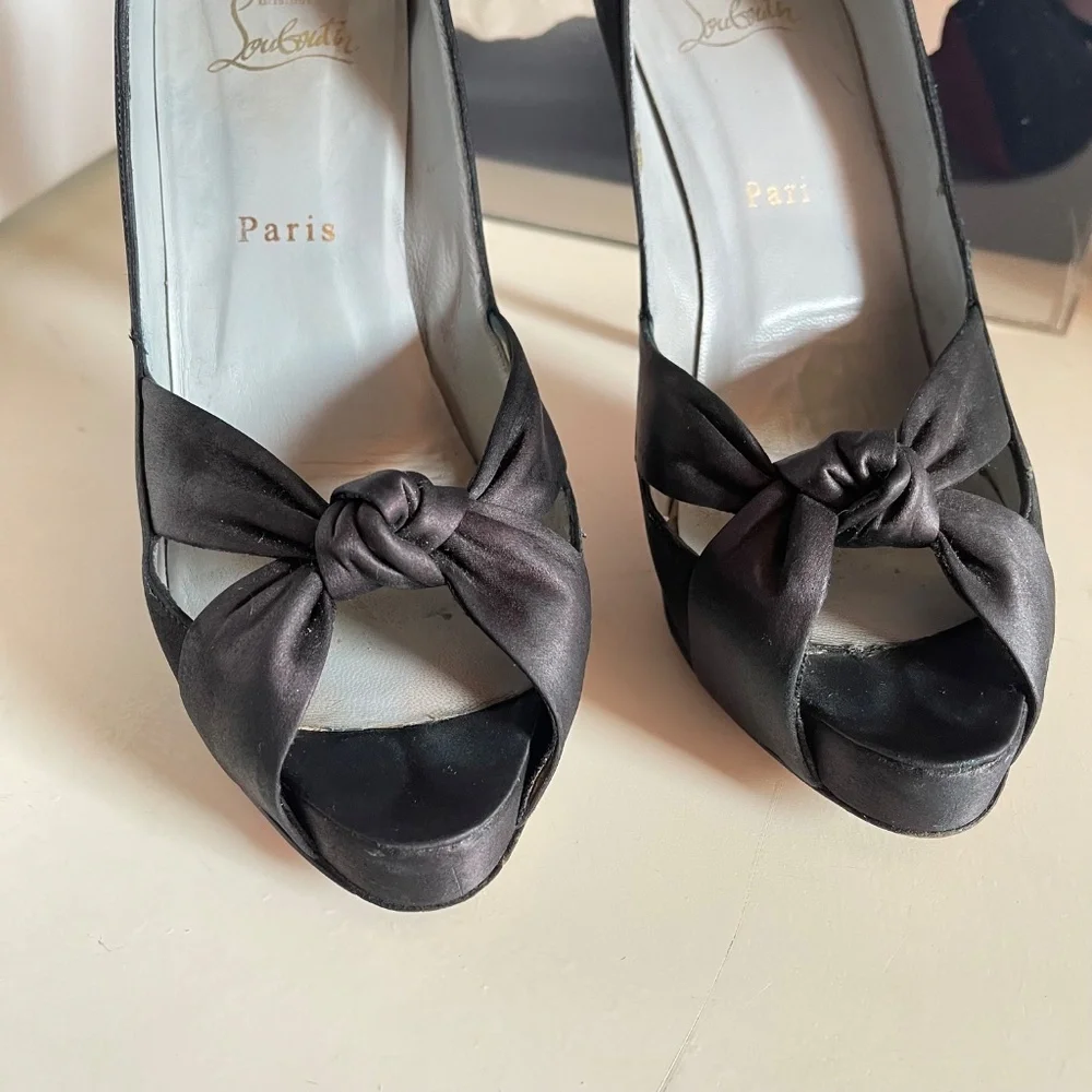 Christian Louboutin Black Peep Toe Heels - Picture 2 of 7